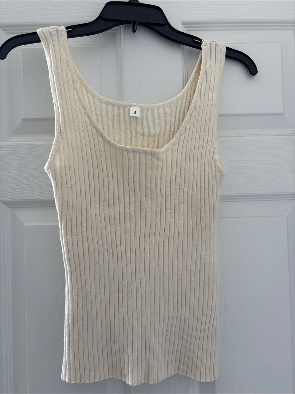 Cream Ribbed Tank Top - M
